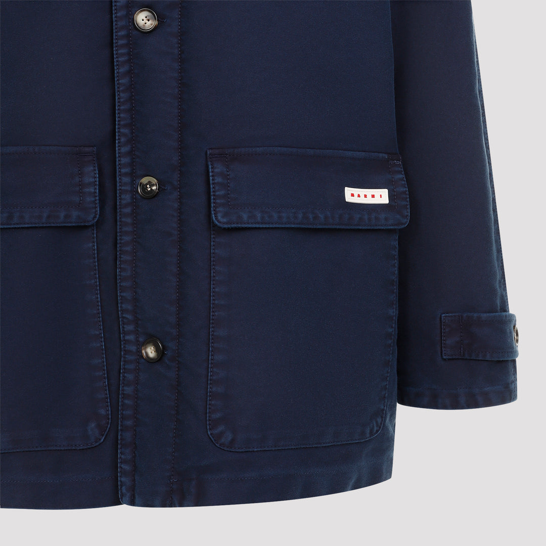 Light Navy-Blue Cotton Coat-5