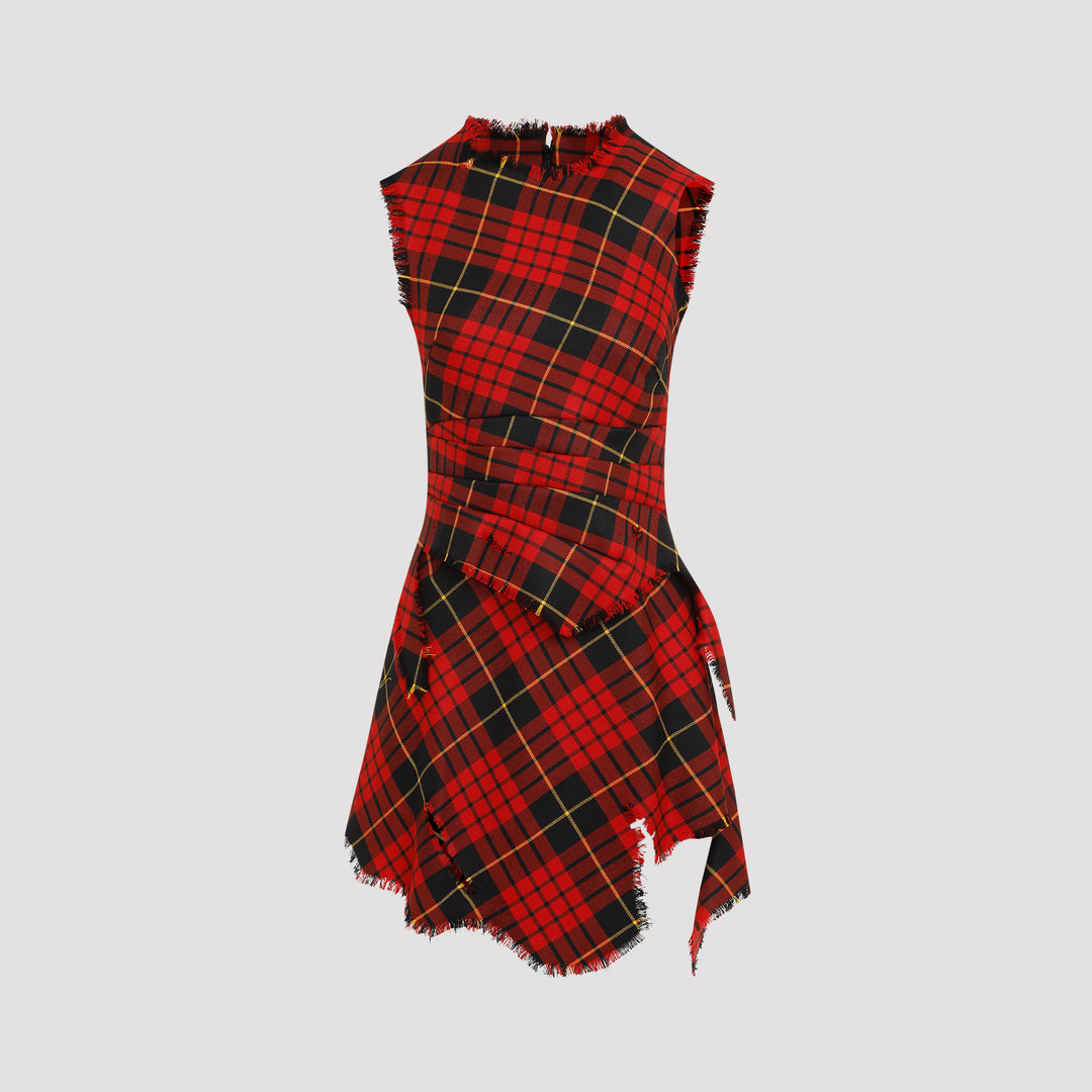 Red Wool Tartan Dress-0