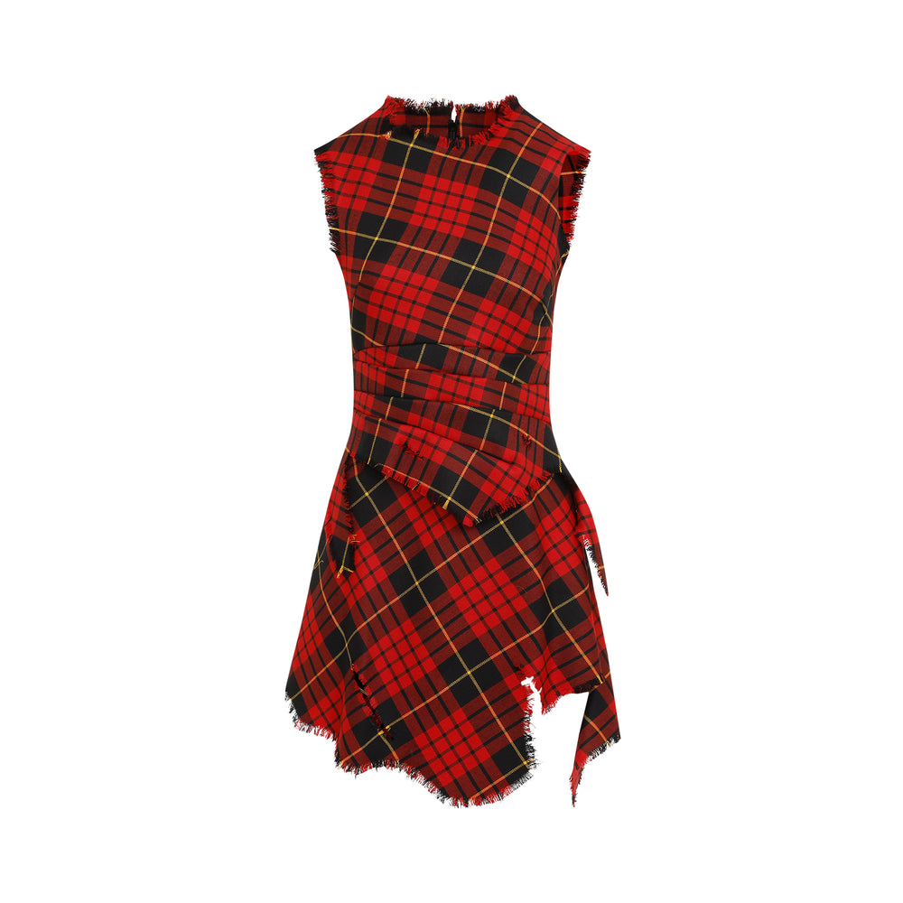 Red Wool Tartan Dress-1