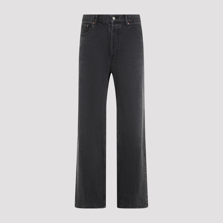 Used Paris Black Cotton Loose Straight Jeans-0