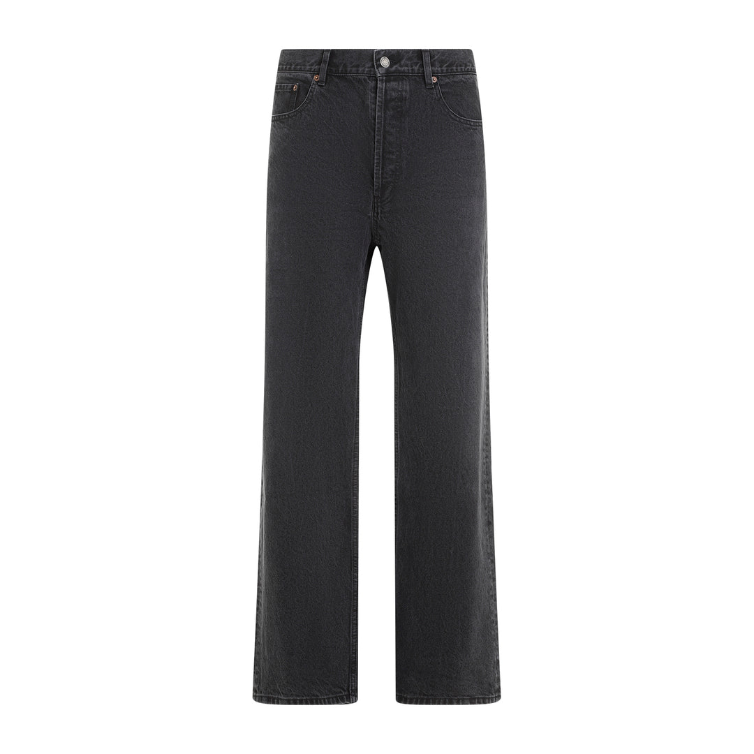 Used Paris Black Cotton Loose Straight Jeans-1