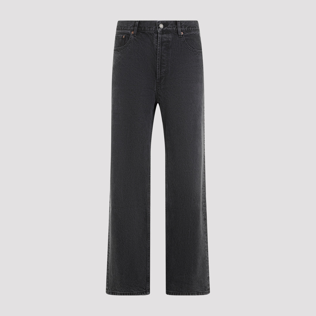 Used Paris Black Cotton Loose Straight Jeans-2