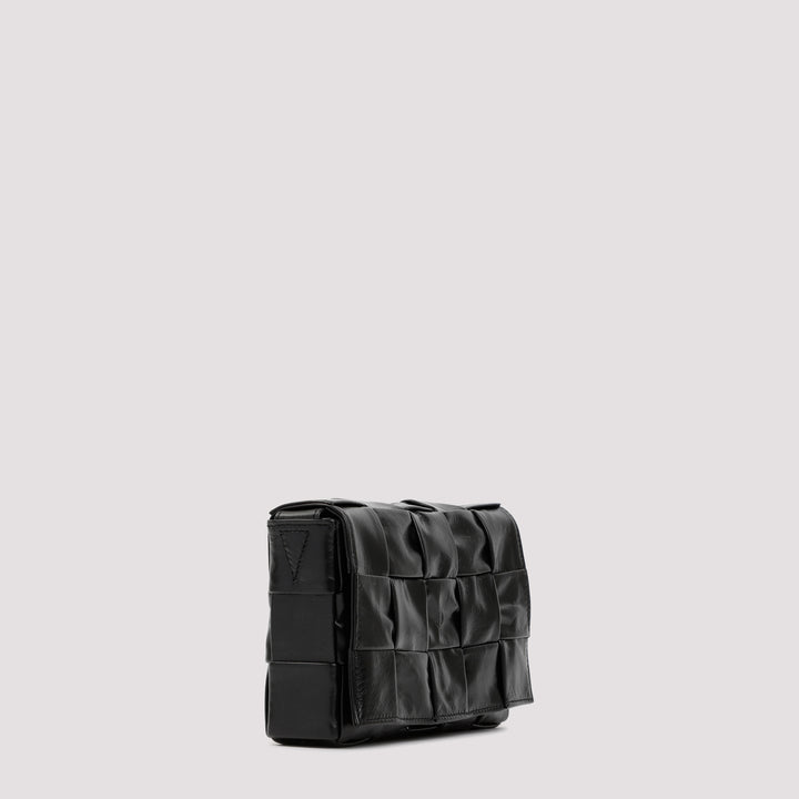 Black Leather Small Cassette Bag-4