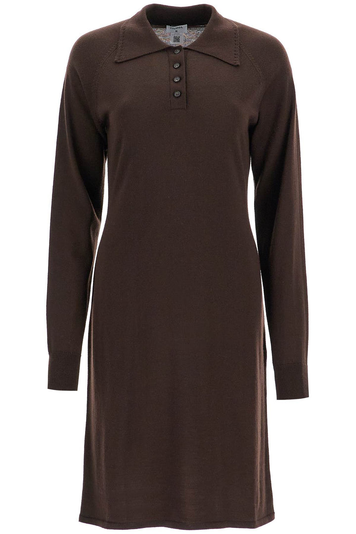 merino wool polo dress in-0