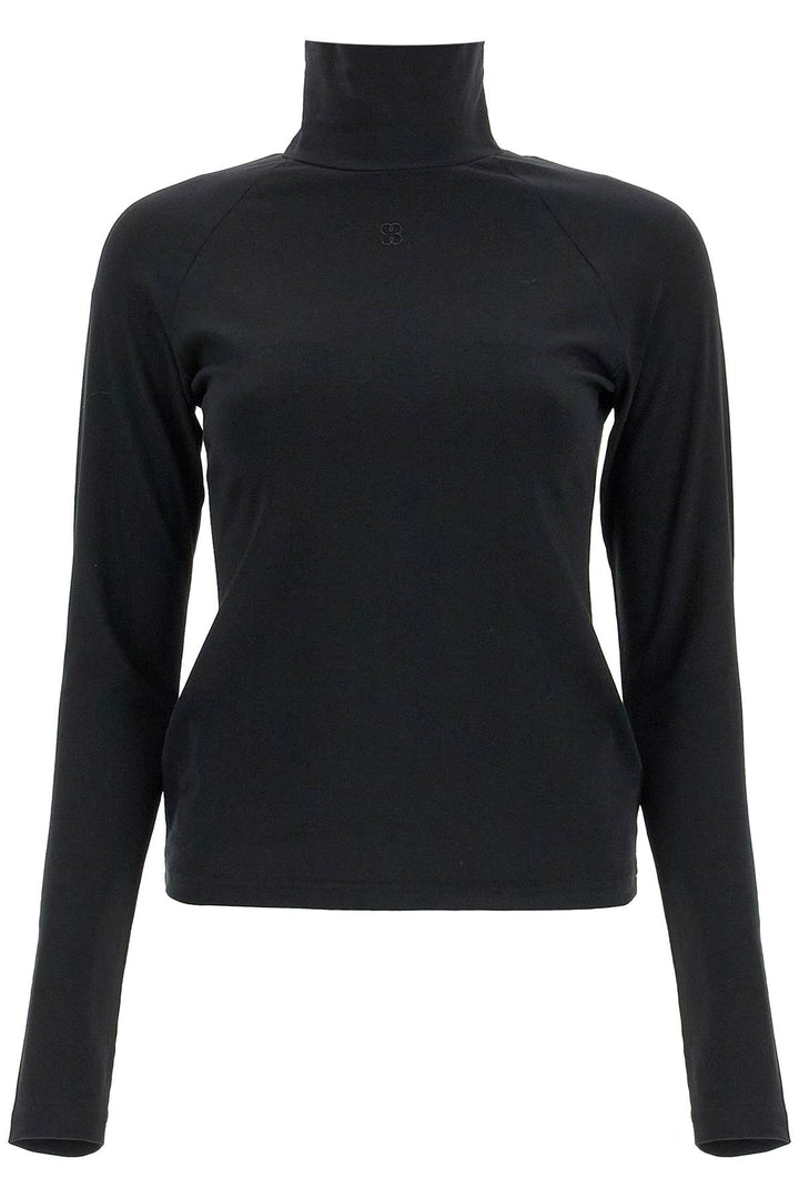 cotton high-neck top with long sleeves-0