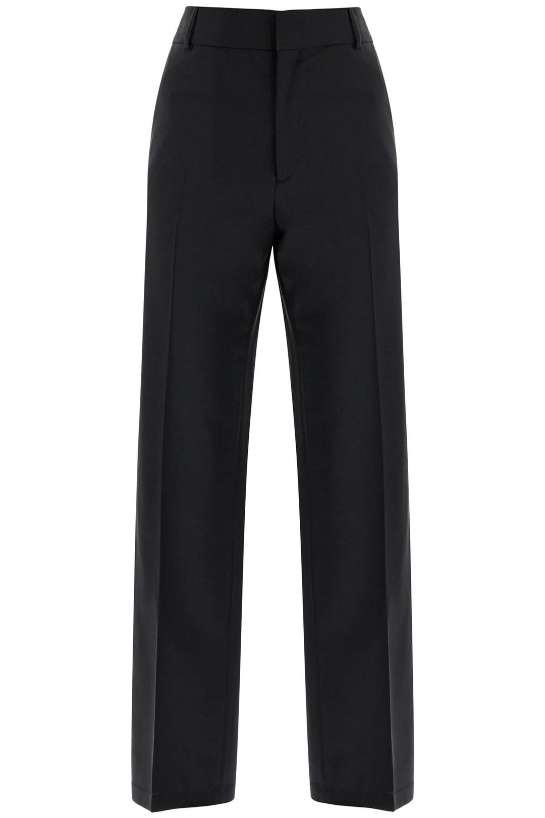 high-waisted black wool dress pants regular fit-0