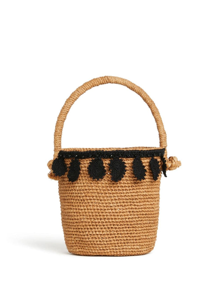 paisley-appliqué raffia basket bag-10