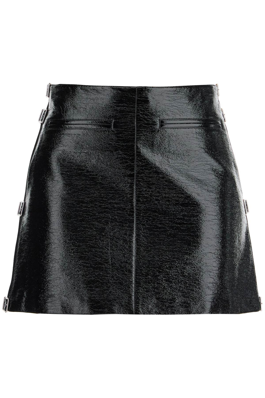 vinyl mini skirt with buckles-0