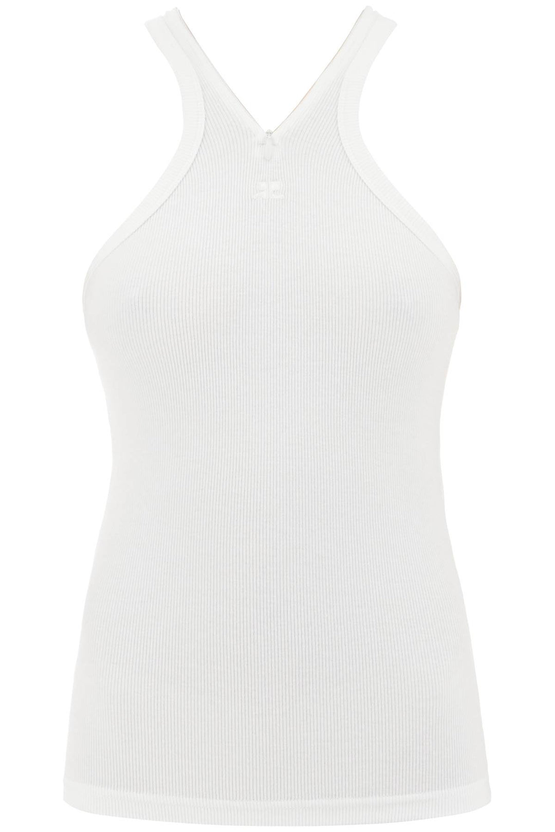 ribbed tank top with zipper on the neckline-0