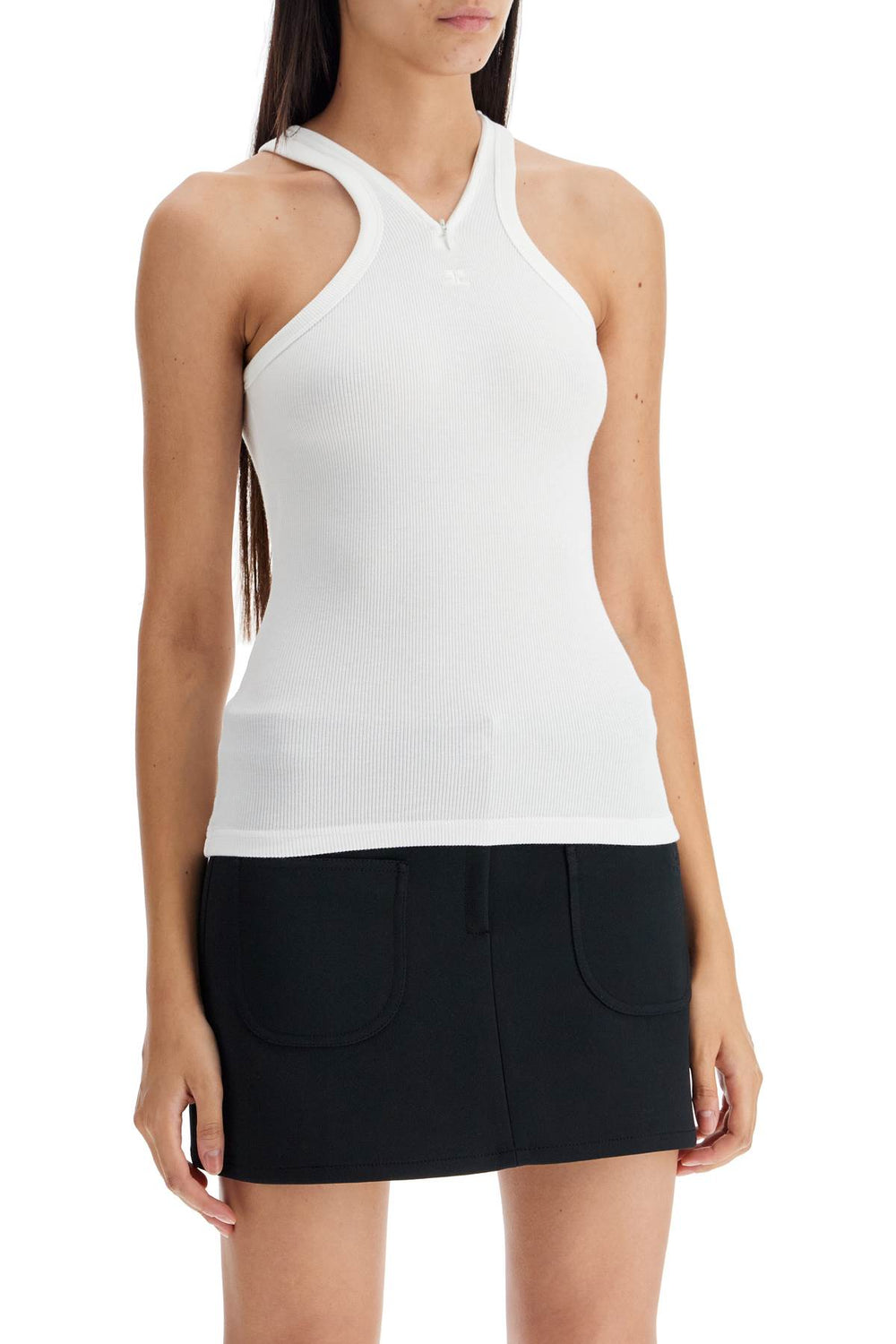 ribbed tank top with zipper on the neckline-1