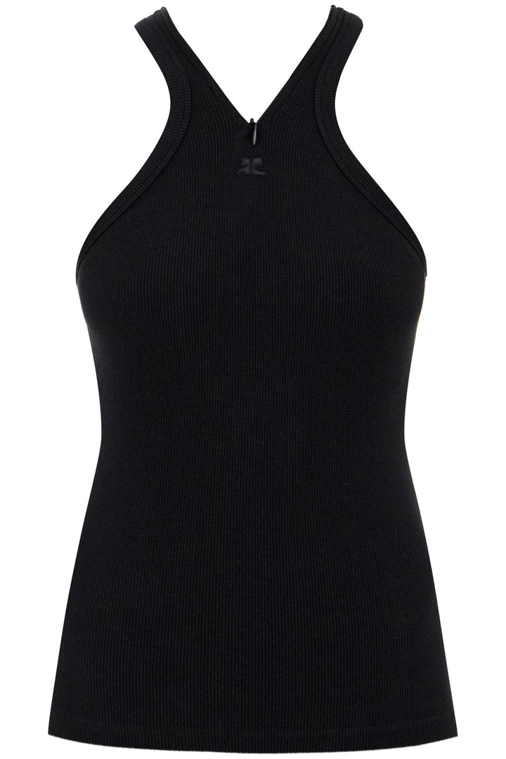 ribbed tank top with zipper on the neckline-0