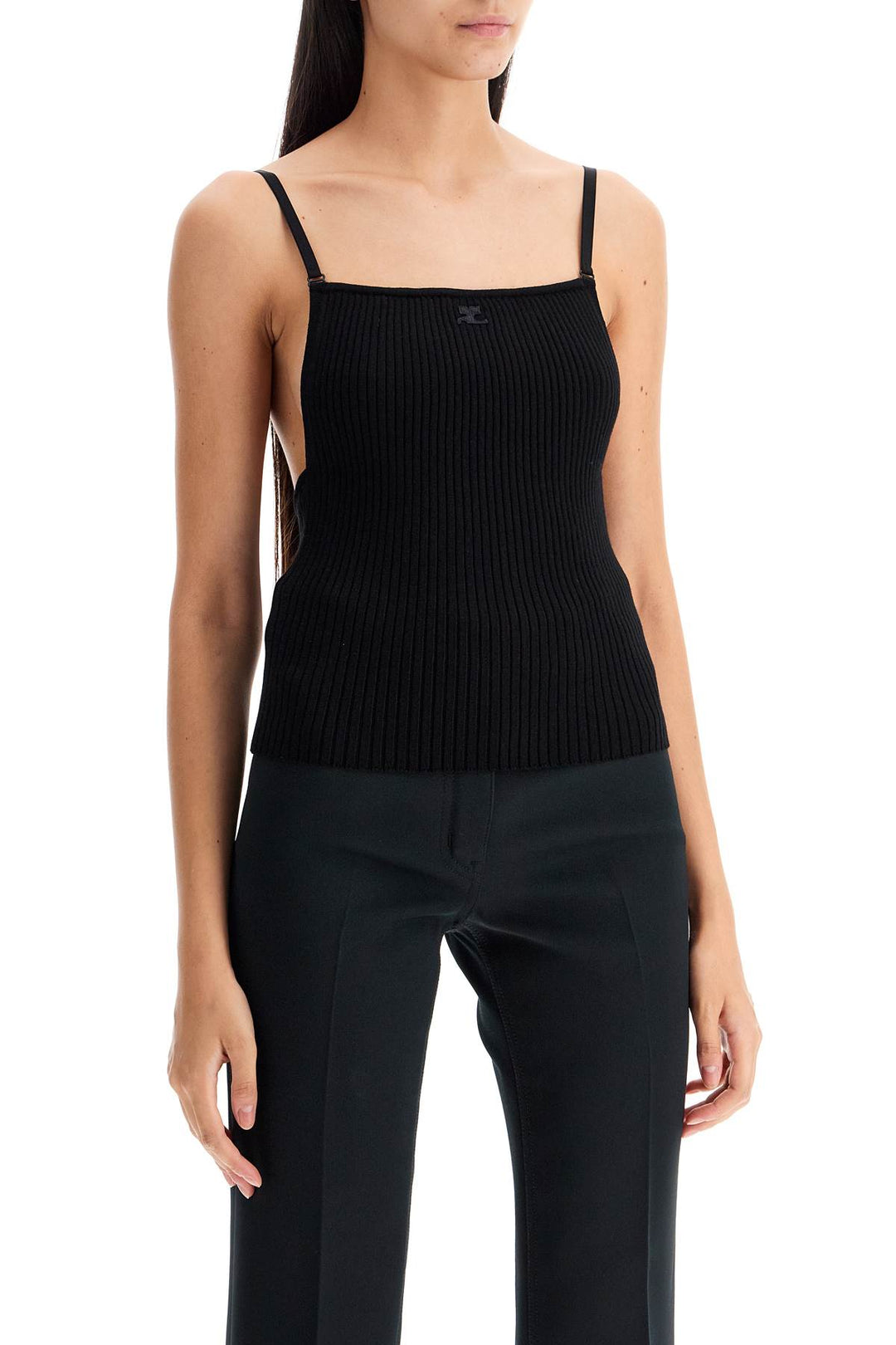 ribbed sleeveless top with-1