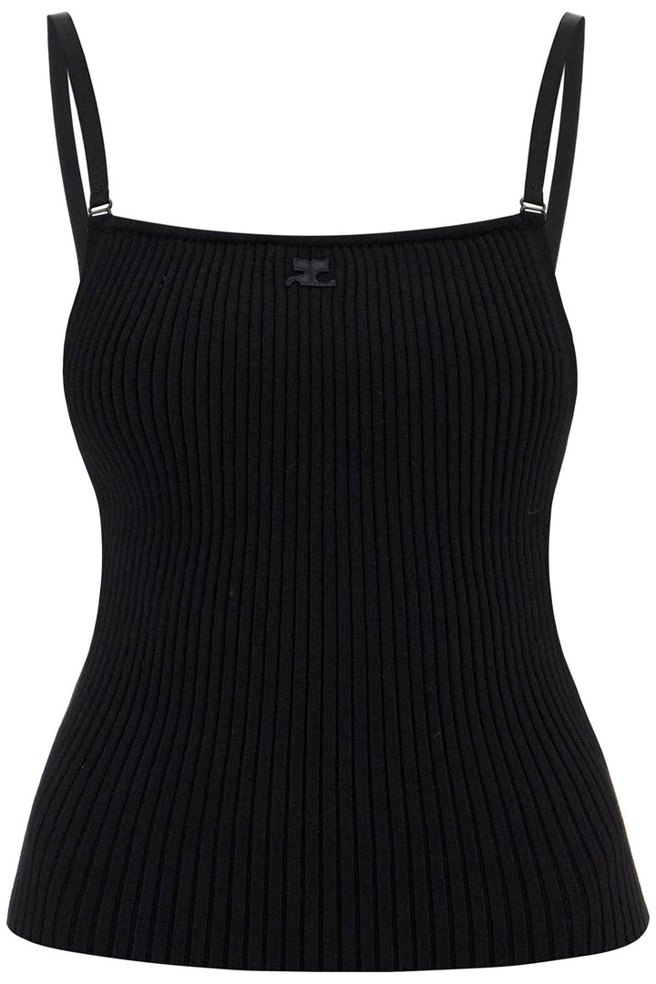 ribbed sleeveless top with-0