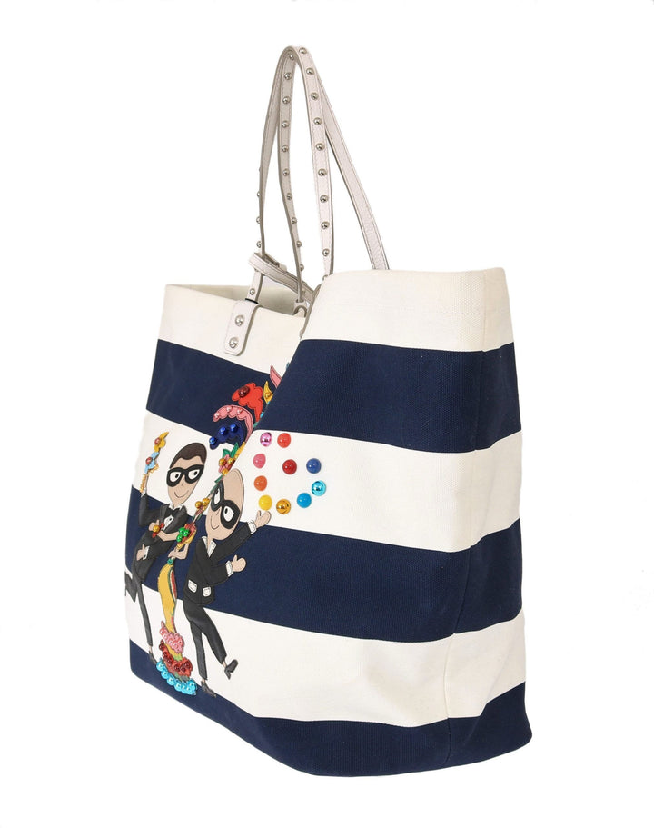 Chic Striped Beatrice Tote Handbag