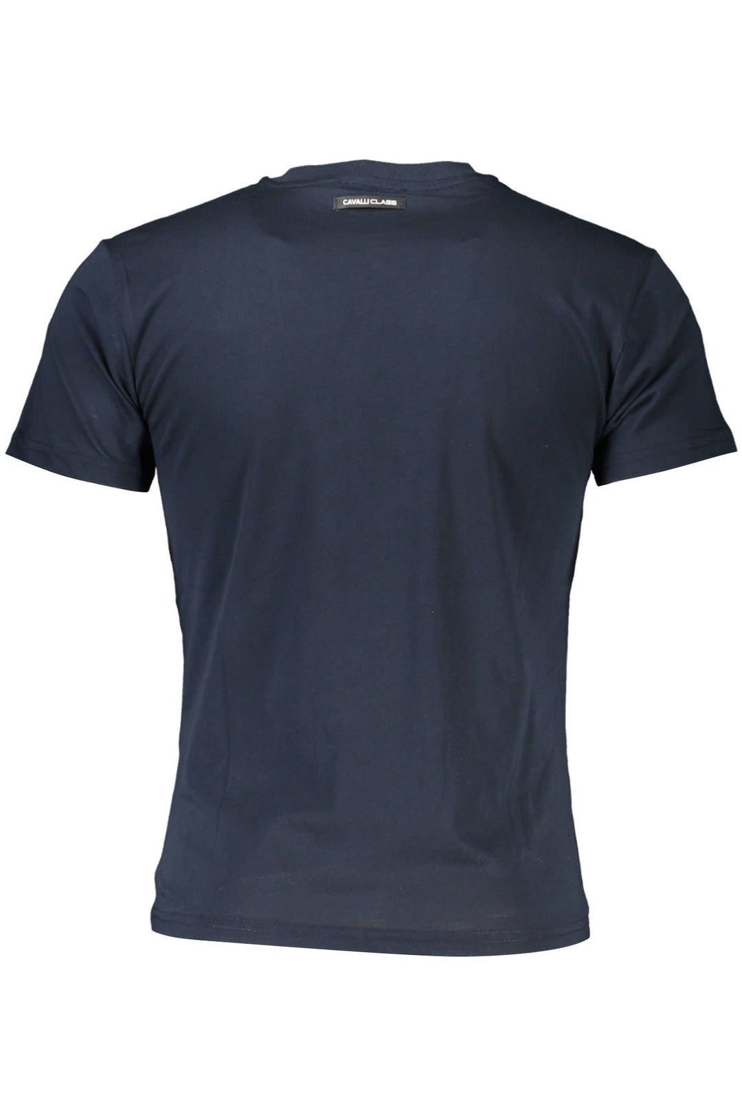 Elegant Blue Round Neck Tee with Logo Print