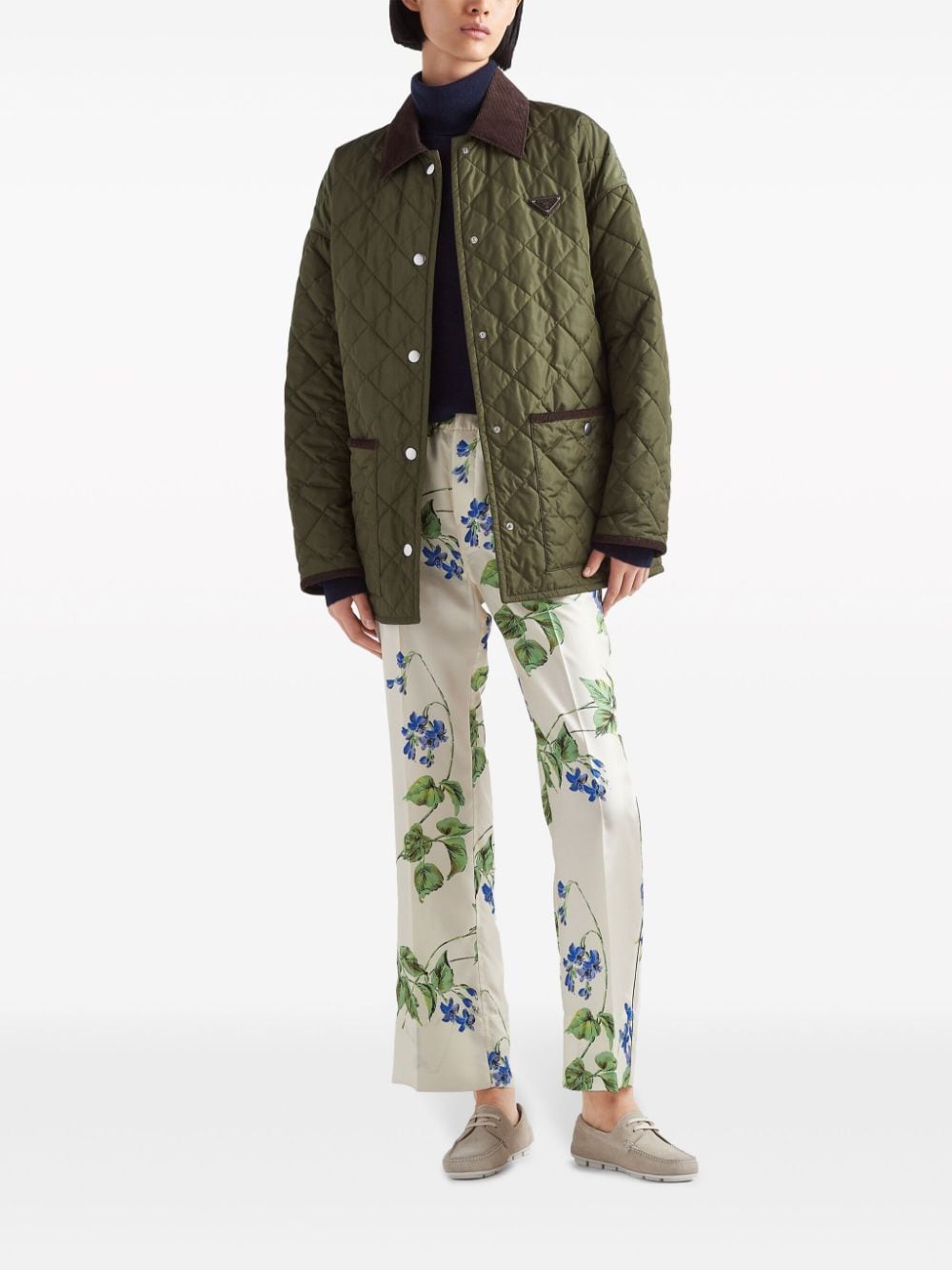 floral twill trousers-1