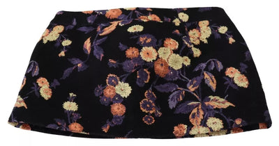 Black Floral Embroidery Mid Waist A-line Mini Skirt