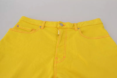 Yellow Cotton High Waist Baggy Women Hotpants Shorts