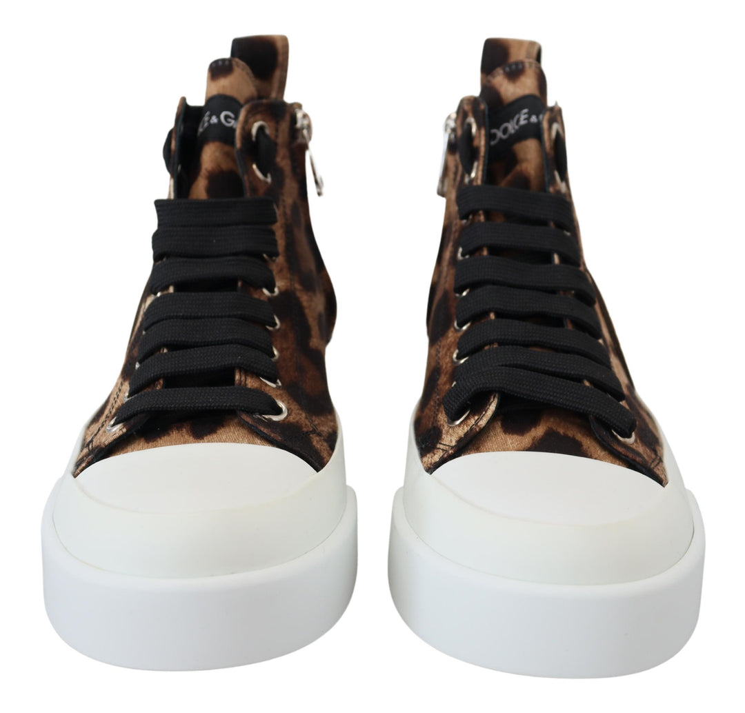 Exquisite Leopard Print Mid-Top Sneakers