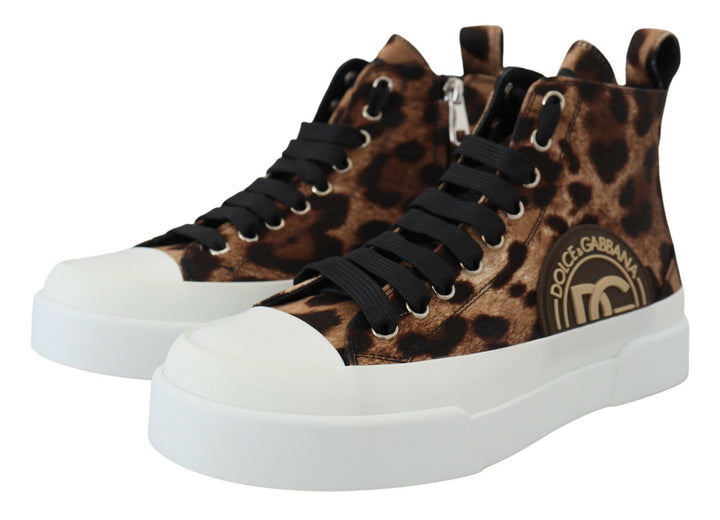 Exquisite Leopard Print Mid-Top Sneakers