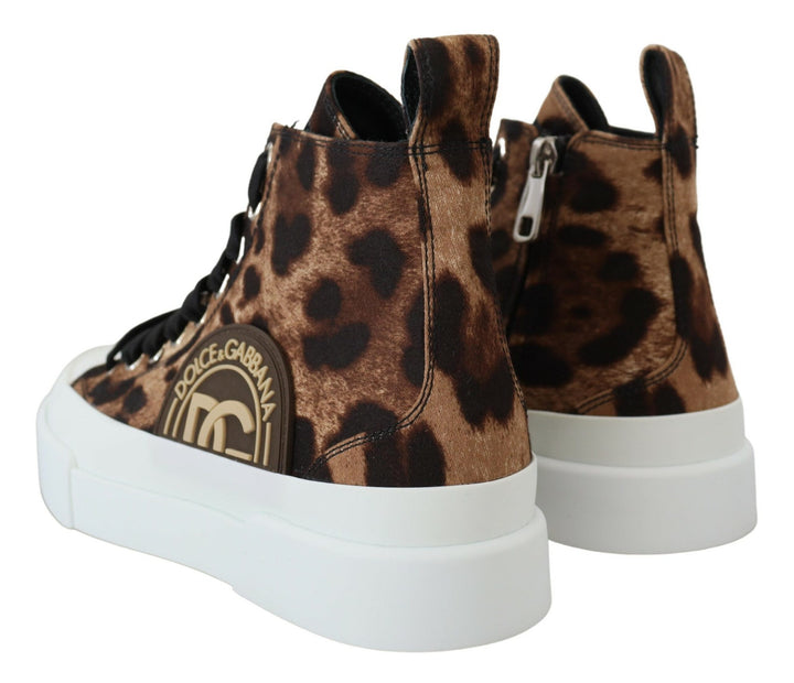 Exquisite Leopard Print Mid-Top Sneakers