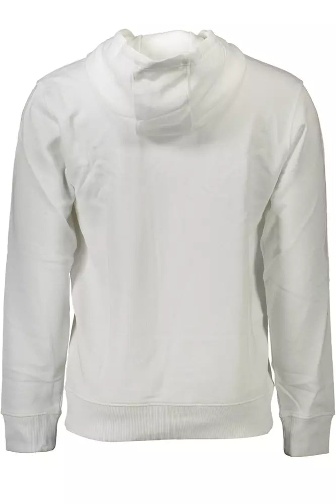 Chic White Hooded Sweatshirt with Logo Embroidery