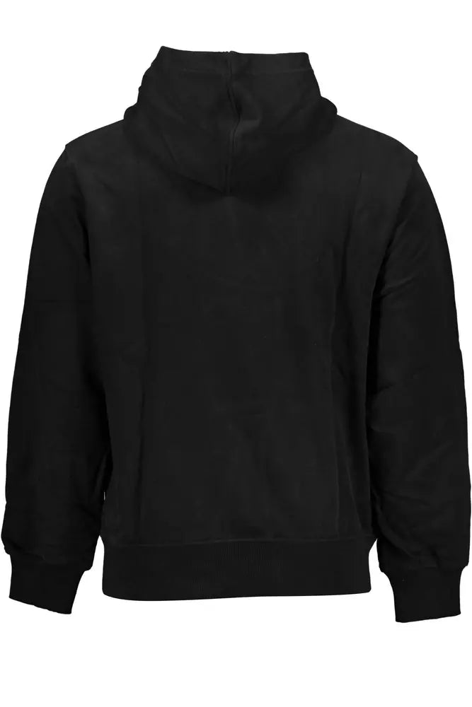 Sleek Black Hooded Sweatshirt with Print