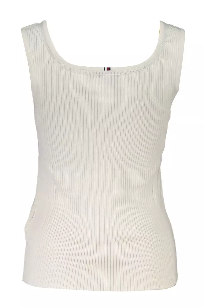 Elegant White Tank Top with Contrasting Details