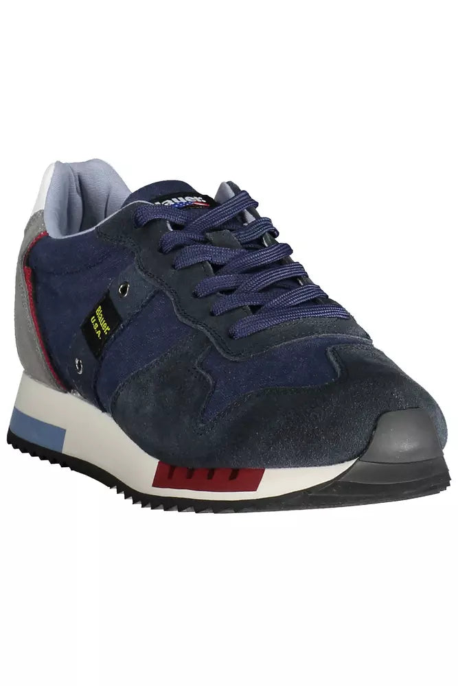 Blue Leather Men Sneaker