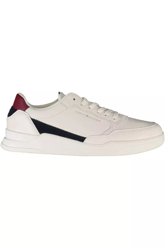 Chic White Lace-Up Sneakers with Contrasting Accents