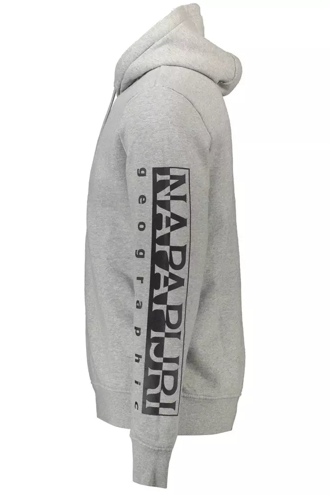 Chic Gray Hooded Sweatshirt with Logo Detail