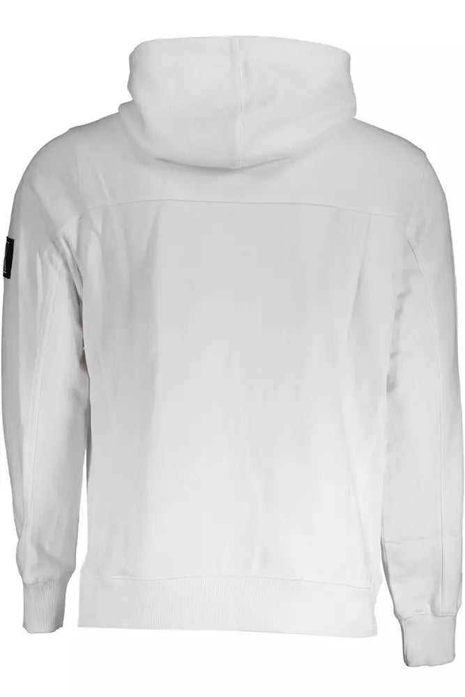 Sleek White Hooded Sweatshirt with Logo Detail