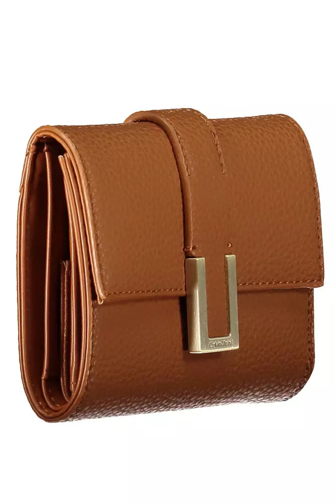 Chic Brown Contrast Detail Snap Wallet