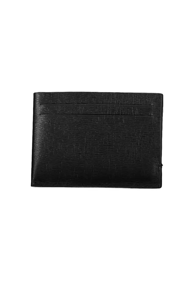 Sleek Black Leather Card Holder with Logo