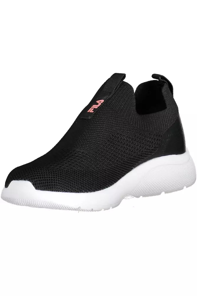 Sleek Black Synthetic Sporty Sneakers