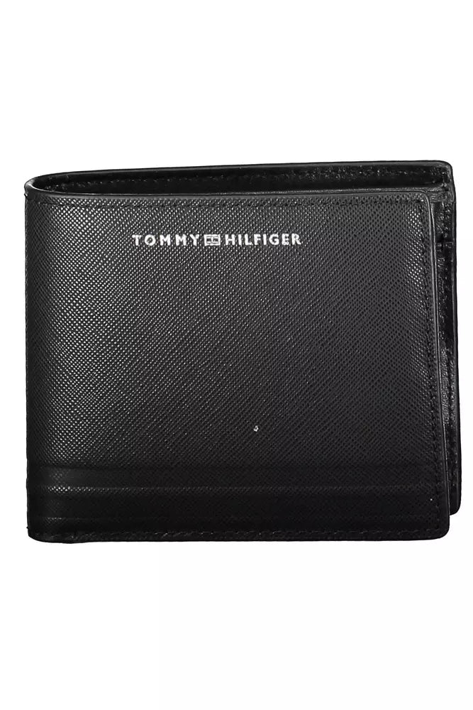 Sleek Black Leather Bifold Wallet with Coin Purse