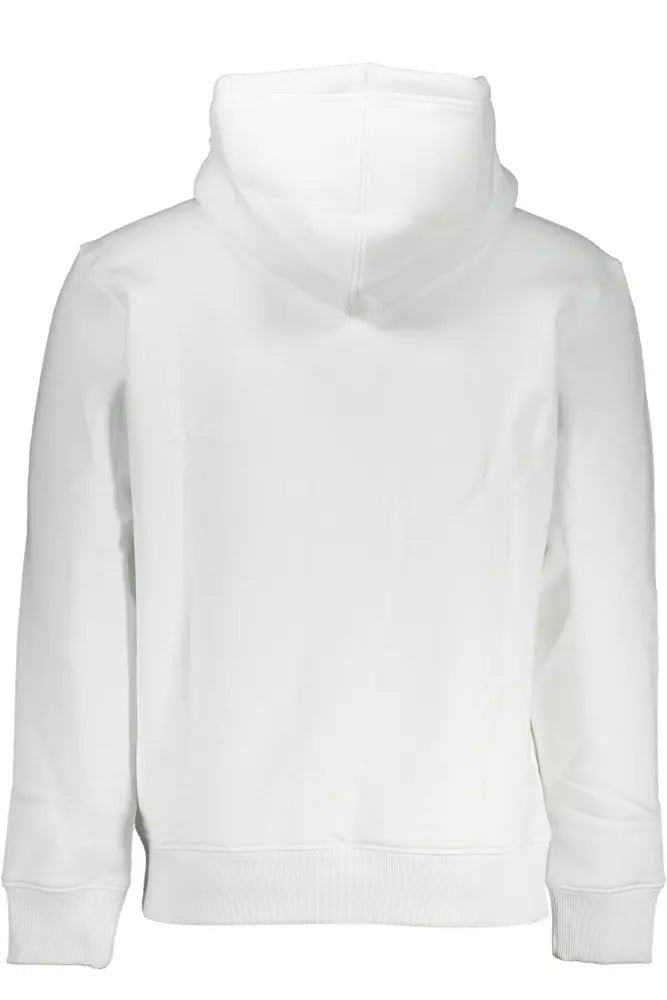 Chic White Hooded Sweatshirt with Logo Embroidery