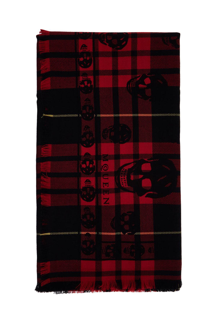 tartan wool skull scarf in-0