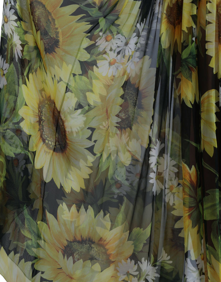 Elegant Sunflower Silk Maxi Dress