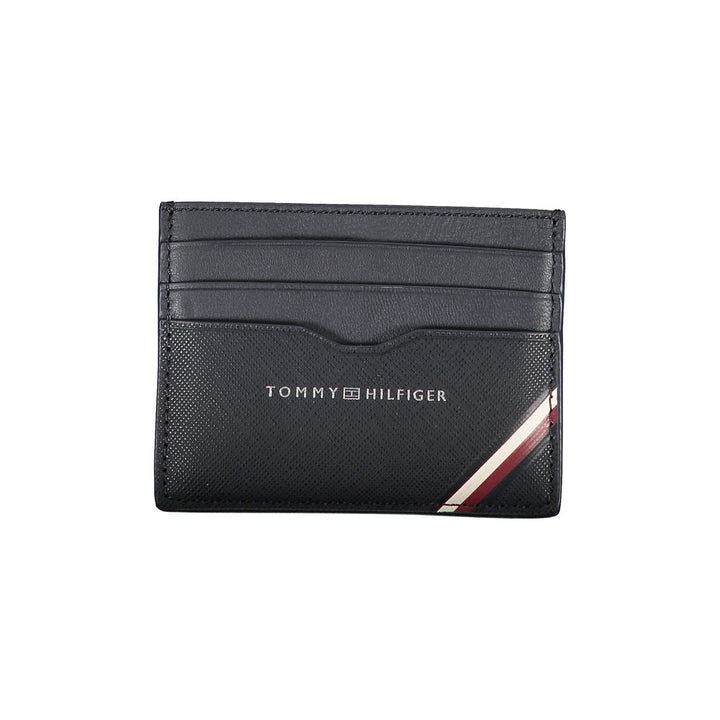 Elegant Blue Leather Card Holder with Contrast Details