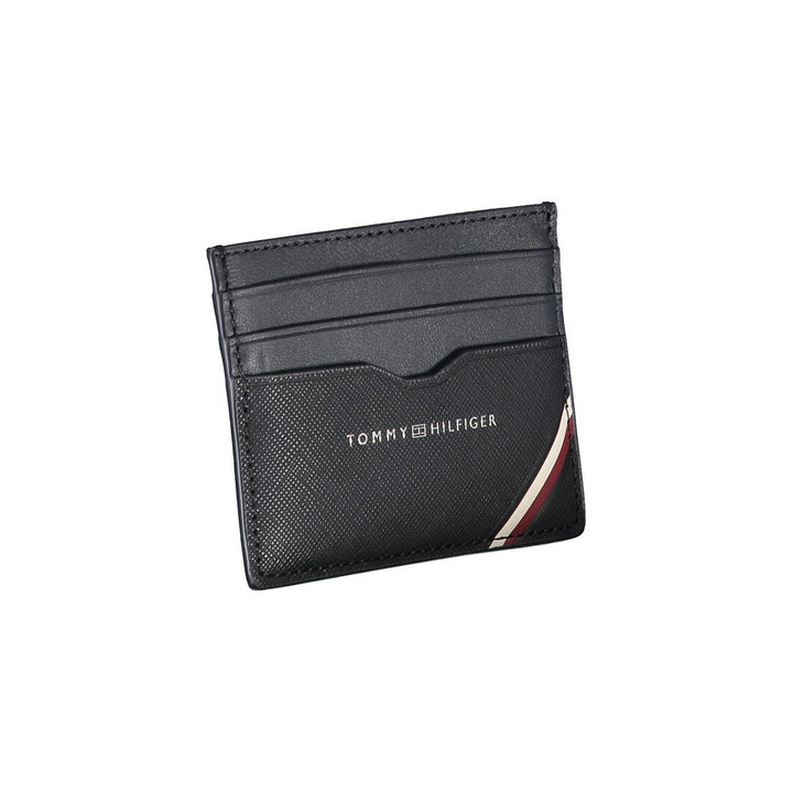 Elegant Blue Leather Card Holder with Contrast Details