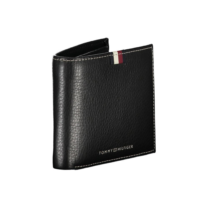 Elevated Black Leather Wallet with Coin Purse