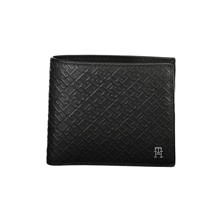 Elegant Black Leather Wallet with Multi-Compartments