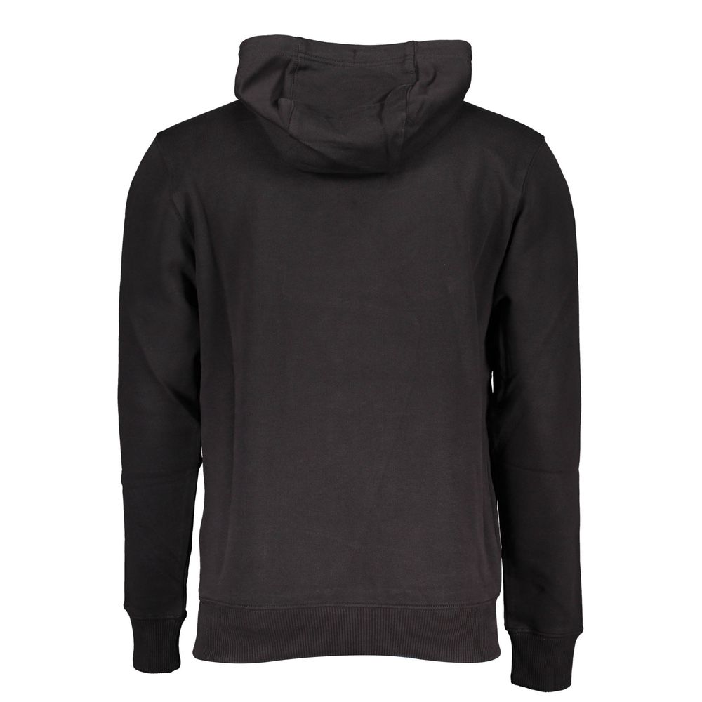 Sleek Black Cotton Hooded Sweatshirt