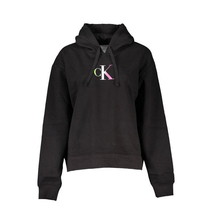 Chic Black Hooded Sweatshirt with Fleece Interior