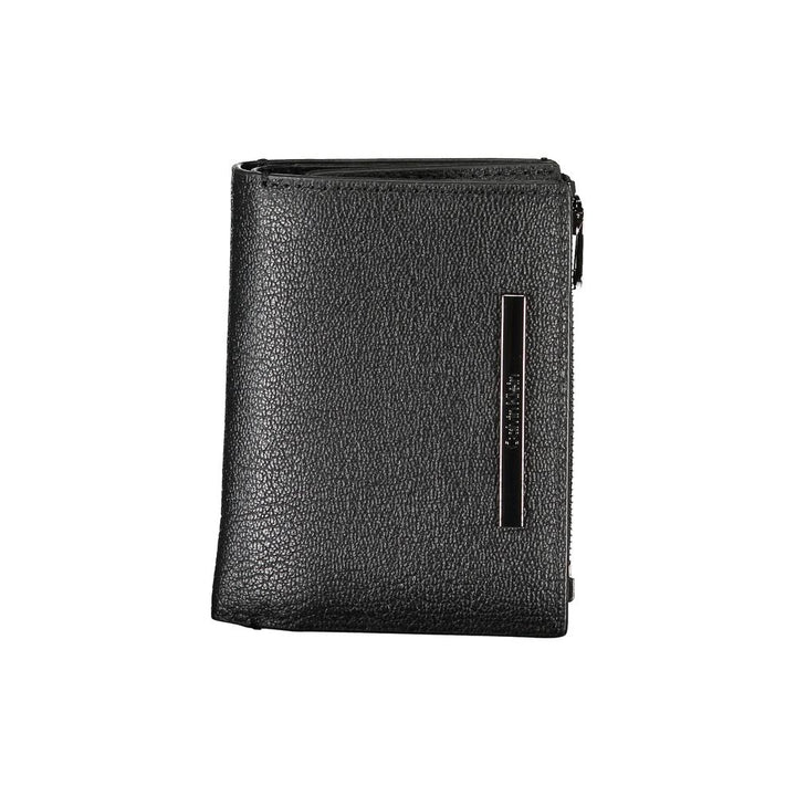 Sleek Black Leather Wallet with Coin Purse