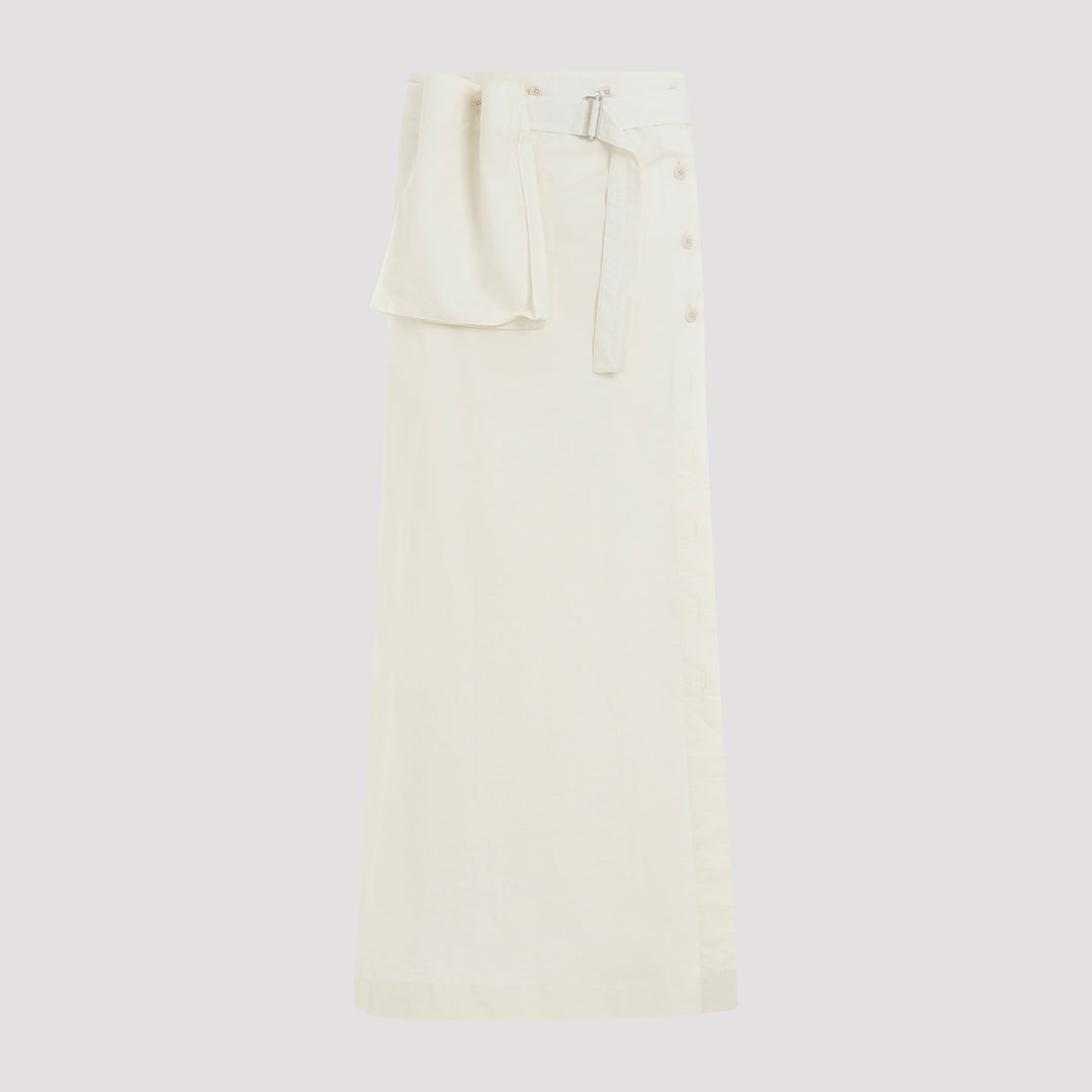 Lemon Glaze Cotton Long Wrap Skirt-0