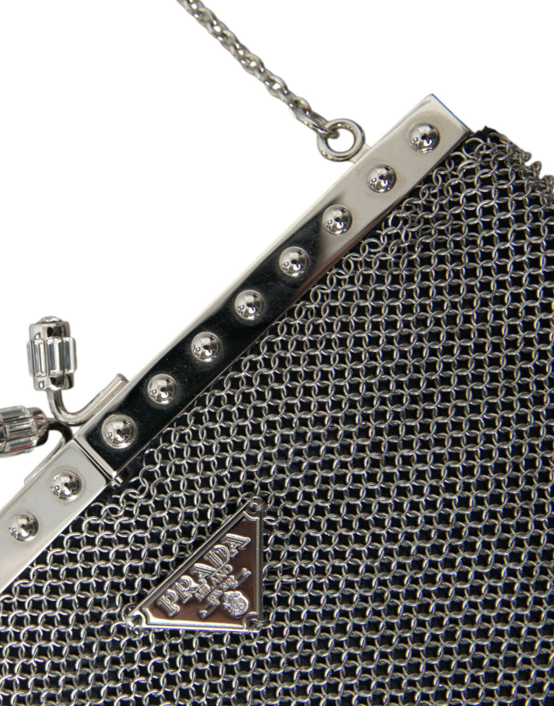 Elegant Silver Mesh Shoulder Evening Bag