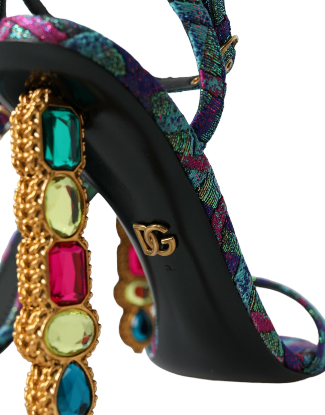 Multicolor Jacquard Crystals Sandals Shoes