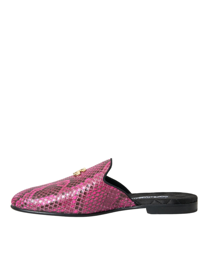 Fuchsia Python Logo Mule Flat Sandals Shoes